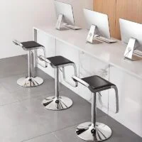 Casual Metallic Rectangular Bar Stool with sleek metallic finish and rectangular seat, offering stylish and comfortable seating for any space.