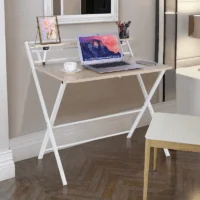 Modern folding adjustable home desk with height adjustment and sleek design, ideal for small spaces and home offices.