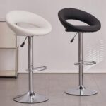 A height-adjustable simple style bar stool with a sleek design, featuring a comfortable seat and a sturdy base, perfect for modern kitchens or bars.