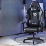 A reclining modern gaming chair with ergonomic design, featuring adjustable features for ultimate comfort during long gaming sessions.