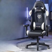A reclining modern gaming chair with ergonomic design, featuring adjustable features for ultimate comfort during long gaming sessions.