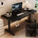 Smart electric home office desk with adjustable height and built-in tech features for a seamless work experience.