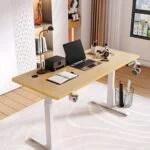 Modern Electric Height Adjustable Home Desk with sleek design and electronic controls for a customizable workspace.