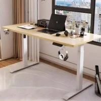 Modern Electric Height Adjustable Home Desk with sleek design and electronic controls for a customizable workspace.