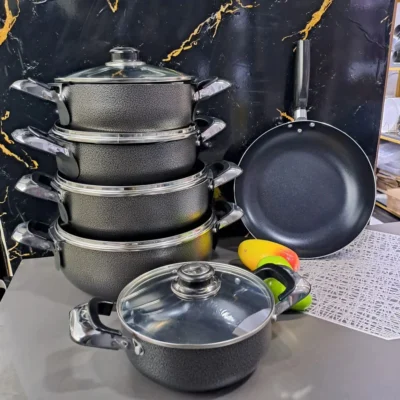 Premium non-stick pots and a pan set for easy cooking and effortless cleanup.