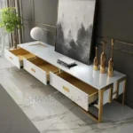 Sleek modern design TV stand with minimalist aesthetic and ample storage.