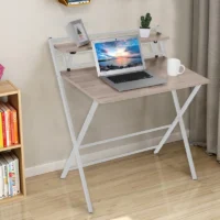 Modern folding adjustable home desk with height adjustment and sleek design, ideal for small spaces and home offices.