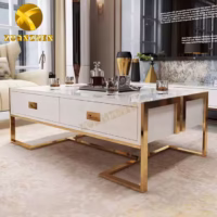 Modern metal frame coffee table with a sleek design and durable construction, featuring a glass top and minimalistic metal frame.