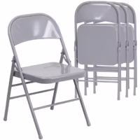A durable and lightweight foldable metal chair with a sleek design, perfect for indoor and outdoor use.