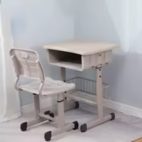 A durable and ergonomic School Desk and Chair Set designed for student comfort, featuring a sturdy desk with a matching adjustable chair.