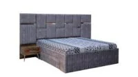 Full-size wooden bed frame with natural wood finish, sturdy slats, and classic design, perfect for any bedroom.