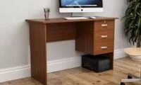 A stylish home office study desk with ample surface space, built-in storage, and ergonomic design, perfect for a productive workspace.