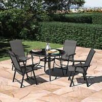 4-seater outdoor set with weather-resistant seating and a durable table, perfect for patios, gardens, and outdoor gatherings.
