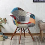 Arm Rest Patch Chair with comfortable padded armrests, stylish patchwork fabric, and sturdy frame, offering both comfort and modern design.