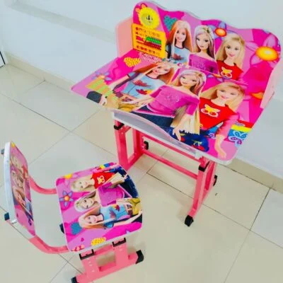 A colorful cartoon-themed home study desk for kids, featuring fun designs and a sturdy construction perfect for studying and playtime.