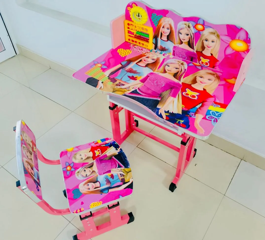 Cartoon Home Study Kids Desk A colorful cartoon-themed home study desk for kids, featuring fun designs and a sturdy construction perfect for studying and playtime.