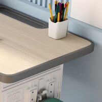 Sleek modern kids' homework desk with built-in storage and a minimalist design, perfect for creating a tidy study area.
