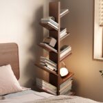 Sleek and modern home office bookshelf with multiple shelves for organizing books and office supplies.