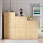 A sleek and stylish modern wooden chest of drawers, featuring ample storage space and a contemporary design for any bedroom or living space.