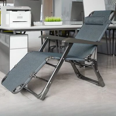 Modern Reclining Lawn Chair with adjustable reclining feature and headrest, designed for comfort and relaxation in outdoor spaces.