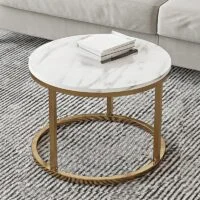 Modern Round Marble Coffee Table with elegant marble top and sleek metal base, perfect for contemporary living rooms and stylish spaces.