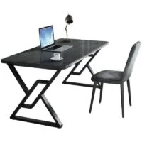 Black Wood Engineered Home Office Computer Desk with spacious work surface, modern design, and sturdy construction for everyday use.