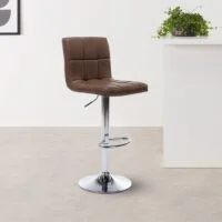 Modern leather barstool with sleek design and comfortable seating, featuring a sturdy metal frame and stylish backrest.