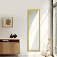 Sleek modern hanging or leaning mirror with a minimalist frame, perfect for adding style to any room.