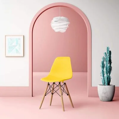 Sleek Modern Plastic Eames Dining Chair with a comfortable, ergonomic design and stylish appearance for modern dining rooms.