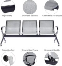 metallic corridor bench, metal bench, corridor furniture, hallway bench, modern bench, contemporary bench, industrial bench, silver bench, chrome bench, linked bench, connected bench, waiting area bench, public seating, minimalist bench, steel bench, bench with backrest, bench with armrest, modular seating, three-seat bench, durable bench, commercial bench, indoor bench, sleek bench, smooth finish, corridor seating, public space bench, polished metal, metal frame bench, silver finish, ergonomic bench, office corridor bench, institutional seating, bench for lobby, bench with support, robust bench, welded frame bench, clean line bench, architectural bench, hallway seating, polished surface, metallic seating, hallway furniture, steel seating, urban furniture, train station bench, airport seating, hospital bench, linked seating, maintenance-free bench, non-upholstered bench, heavy-duty bench, metal legs, space-saving bench, stackable bench