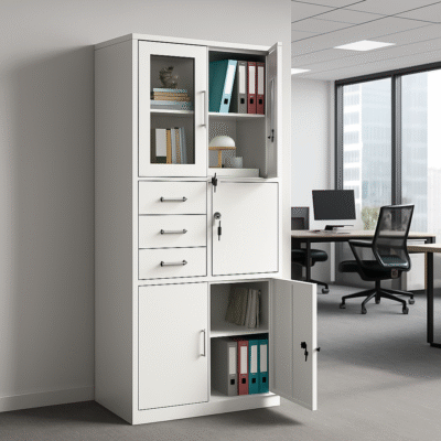 2 Door Style Dual Tone Office Cabinet With Safe, dual tone office cabinet, 2 door cabinet, office storage cabinet, office cabinet with safe, secure office cabinet, metal office cabinet, lockable office cabinet, filing cabinet, office furniture storage, safe storage cabinet, office organizer cabinet, dual color cabinet, secure filing cabinet, compact office cabinet