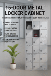 15 Locker Office Cabinet for Busy Workplaces, multi-compartment locker cabinet, office storage locker unit, heavy-duty locker cabinet, secure office lockers, workplace storage solution, 15 compartment locker, metal locker cabinet, employee locker storage, industrial office cabinet, durable locker unit, large capacity locker cabinet, organized workplace storage, staff locker cabinet, secure personal storage, office locker furniture, compact locker unit, metal storage lockers, busy office storage solution, commercial locker cabinet, 15 door locker cabinet, robust office locker, shared workspace storage, secure locker furniture, workplace organization cabinet, heavy-use locker storage.